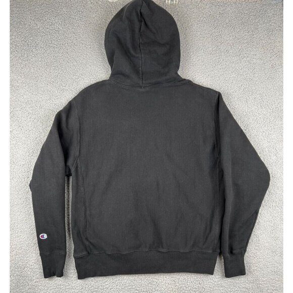 Champion Hoodie Mens Large Sweater Reverse Weave Black Custom Gem Large Print - Picture 2 of 10